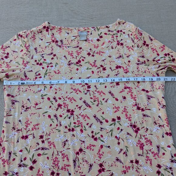 Chico's Beige Floral Short Sleeve Tee - Picture 6 of 8